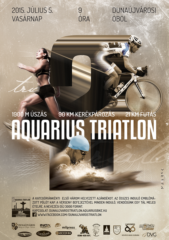 A 2. Aquarius triatlon verseny plakátja Maarsk tervezés